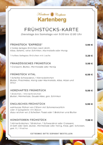 Frühstück Speisekarte Kartenberg